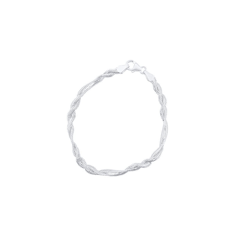 19cm Herringbone Plait Bracelet in Sterling Silver Bracelets Bevilles 