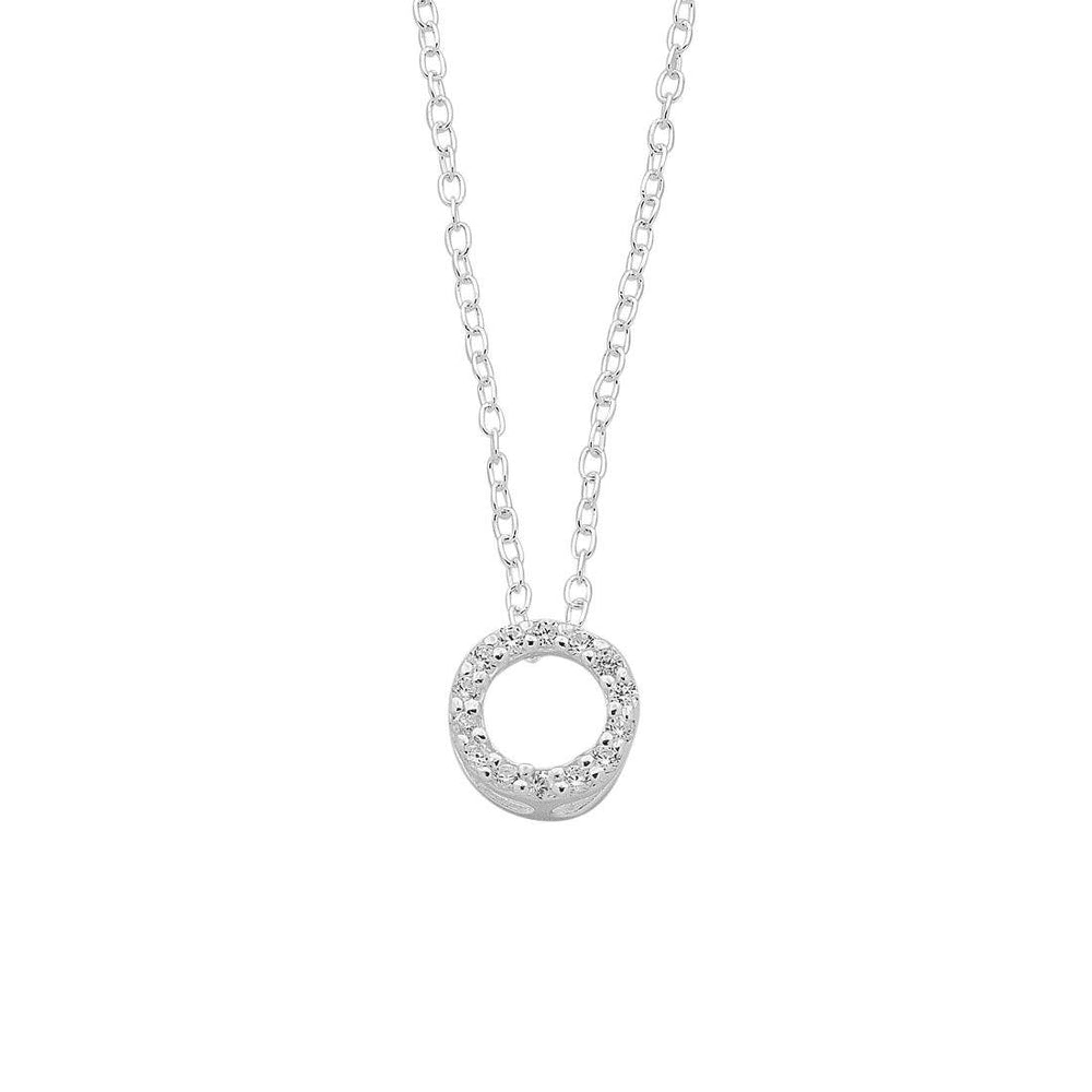 45cm Sterling Silver Cubic Zirconia Open Circle Necklace Pendants Bevilles 