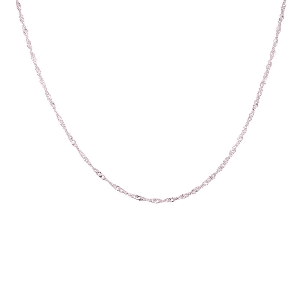 45cm 1mm-1.5mm Width Singapore Twist Chain Necklace in Sterling Silver Necklaces Bevilles 