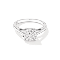 Cluster Solitaire Look Halo Ring with 0.25tw of Diamonds in 9kt White Gold Rings Bevilles 