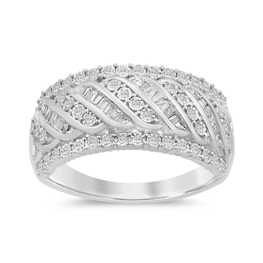 Brilliant Swirl Dress Ring with 0.33tw of Diamonds in 9kt White Gold Rings Bevilles 