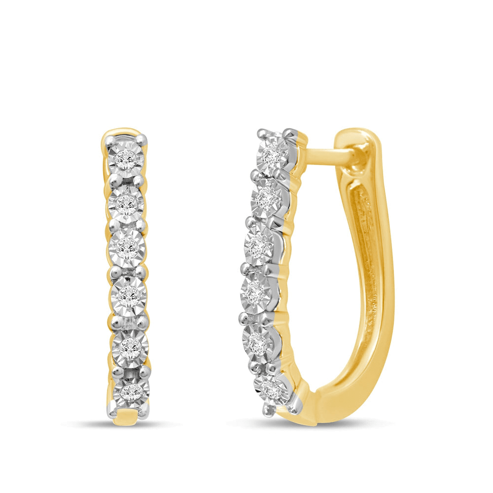 Miracle Surround Hoop Earrings with 0.08tw of Diamonds in 9kt Yellow Gold Earrings Bevilles 