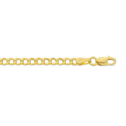9ct Yellow Gold Silver Infused Flat Curb Necklace 50cm Bevilles Jewellers 