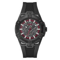 Guess Network Brushed Black Logo Case Sunray Black Logo Dial With Black Logo Silicone Strap GW0712G1 Bracelets Guess 