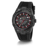 Guess Network Brushed Black Logo Case Sunray Black Logo Dial With Black Logo Silicone Strap GW0712G1 Bracelets Guess 