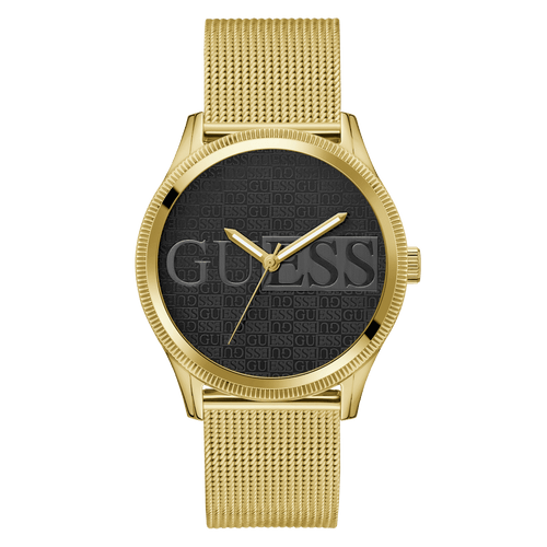 Guess Reputation Polished Gold Tone Case Sunray Black Logo Dial With Polished Gold Tone Mesh Bracelet GW0710G2 Bracelets Guess 