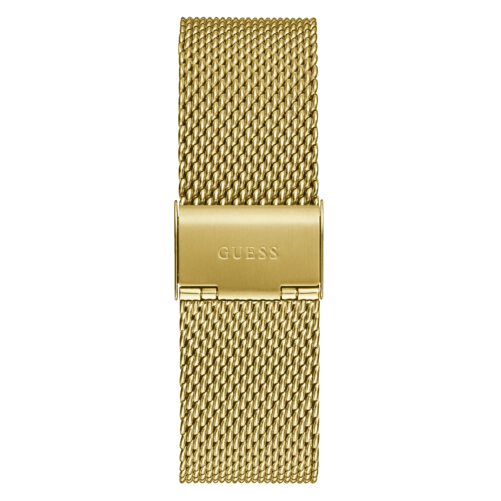 Guess Reputation Polished Gold Tone Case Sunray Black Logo Dial With Polished Gold Tone Mesh Bracelet GW0710G2 Bracelets Guess 