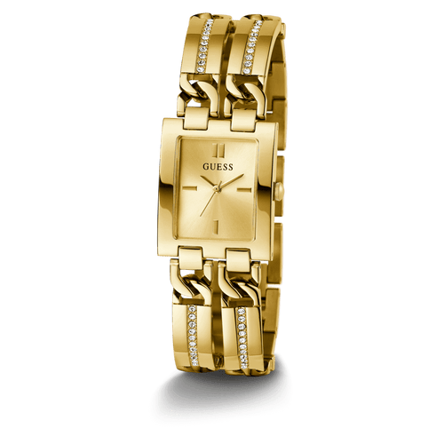 Guess Mod Id Polished Gold Tone Case Sunray Champagne Dial And Polished Gold Tone Bracelet With Crystals And Adjustable G Links GW0668L2 Bracelets Guess 