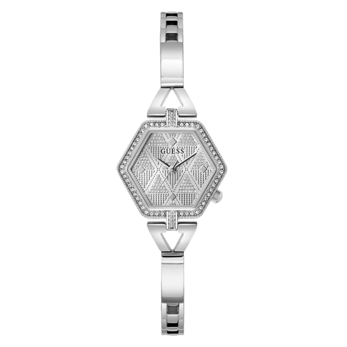 Guess Audrey Polished Silver Tone Case With Crystals Sunray Silver Glitz Dial And Polished Silver Tone Bracelet With Adjustable G Links GW0680L1 Bracelets Guess 