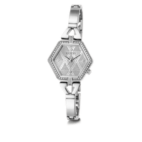 Guess Audrey Polished Silver Tone Case With Crystals Sunray Silver Glitz Dial And Polished Silver Tone Bracelet With Adjustable G Links GW0680L1 Bracelets Guess 