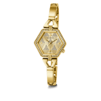Guess Audrey Polished Gold Tone Case With Crystals Sunray Champagne Glitz Dial And Polished Gold Tone Bracelet With Adjustable G Links GW0680L2 Watches Guess 