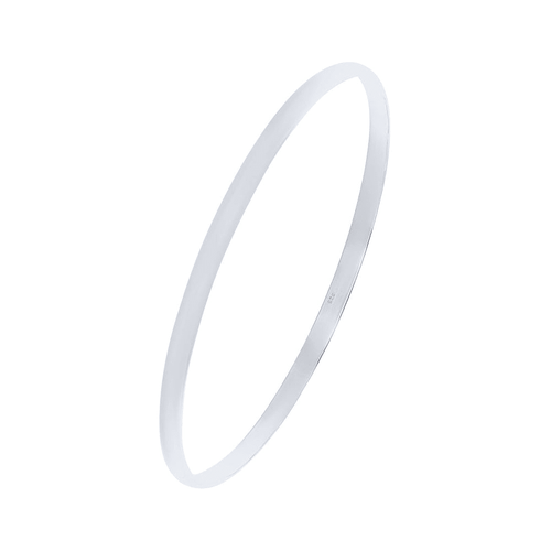 Sterling Silver Plain 1/2 Round Solid Bangle 4mm x 60mm Bangles Bevilles 