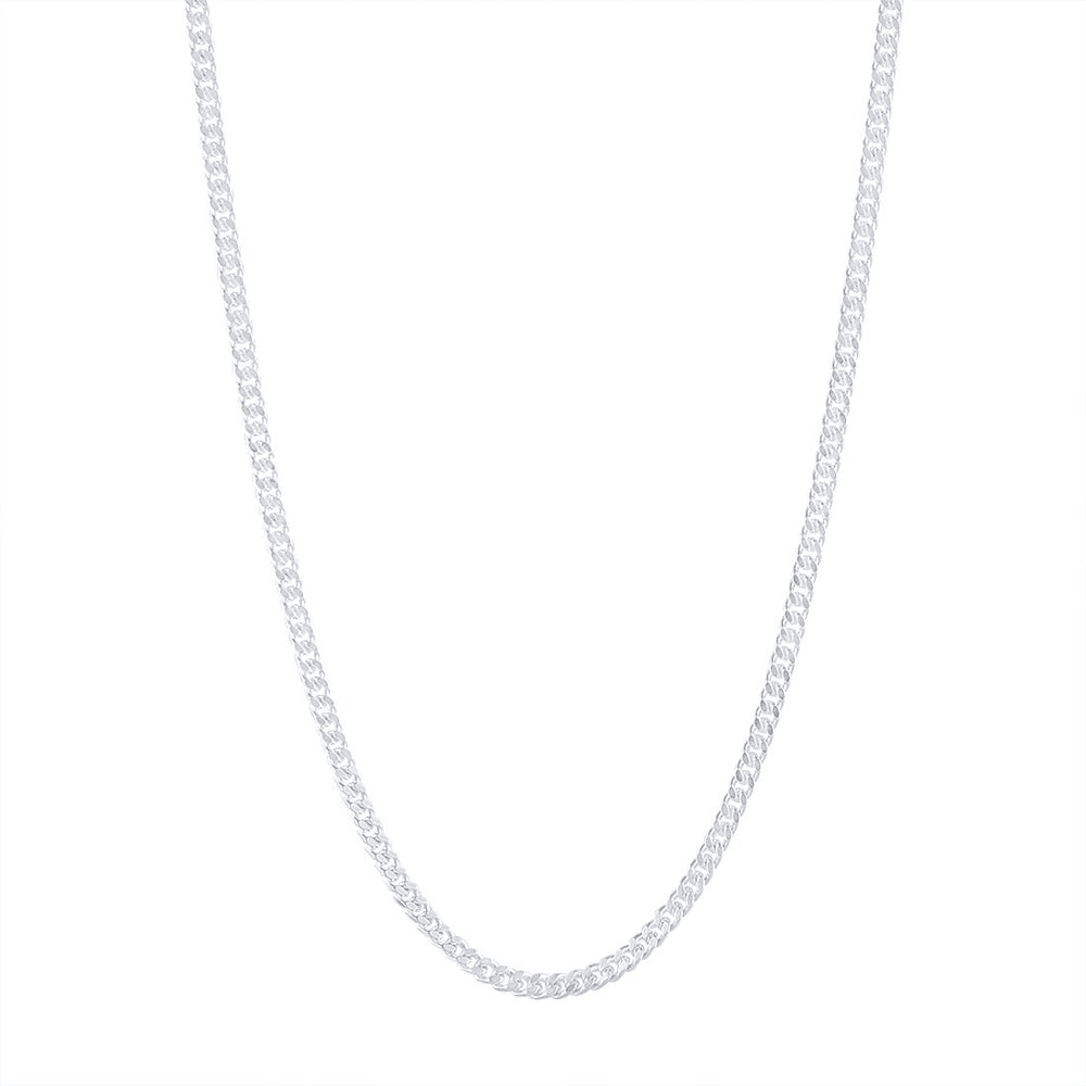 60cm 3mm Width Curb Chain Necklace in Sterling Silver Pendants Bevilles 