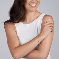 19cm Crystal Heart Charm Bracelet in 9kt Yellow Bonded Gold Bracelets Bevilles 