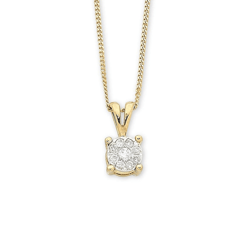 9ct Yellow Gold Diamond Necklace Bevilles Jewellers 