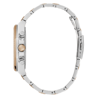 Guess Equity Brushed Silver Tone Case With Polished Rose Gold Tone Bezel With Sunray Navy Multifunction Dial And Brushed And Polished Two Tone Bracelet GW0703G4 Watches Guess 