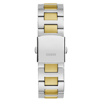 Guess Equity Brushed Silver Tone Case With Polished Gold Tone Bezel With Sunray Glacial Blue Multifunction Dial And Brushed And Polished Two Tone Bracelet GW0703G3 Watches Guess 
