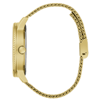 Guess Monarch Polished Gold Tone Case Sunray Black Dial With A Polished Gold Tone Lion And Polished Gold Tone Mesh Bracelet GW0702G1 Watches Guess 