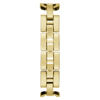 Guess Gia Polished Gold Tone Logo Case With Crystals Sunray Silver Dial And Polished Gold Tone Bracelet With Adjustable G Links GW0683L2 Watches Guess 