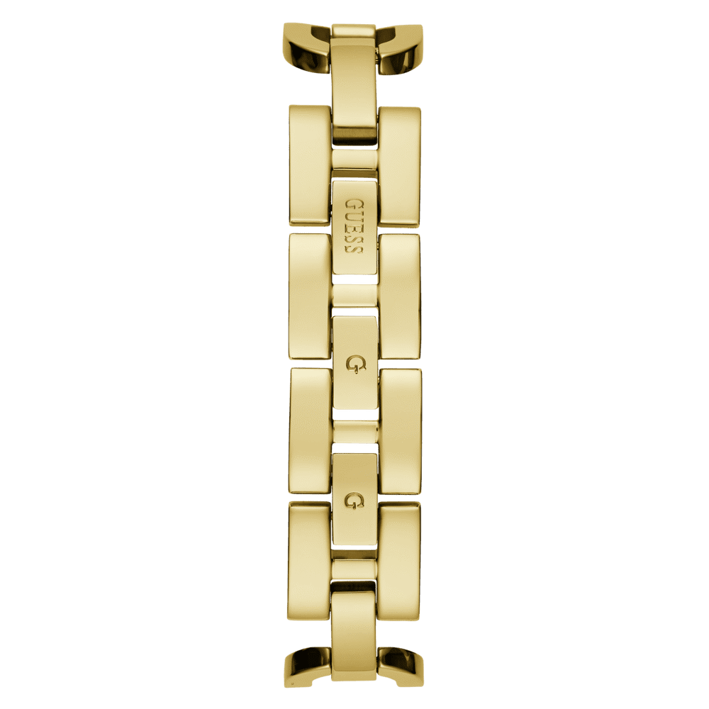 Guess Gia Polished Gold Tone Logo Case With Crystals Sunray Silver Dial And Polished Gold Tone Bracelet With Adjustable G Links GW0683L2 Watches Guess 