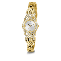 Guess Adorn Polished Gold Tone Case With Crystals Sunray Silver Dial And Polished Gold Tone Bracelet With Adjustable G Links GW0682L2 Watches Guess 