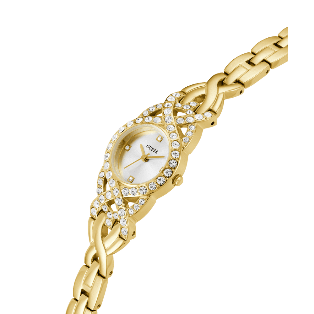 Guess Adorn Polished Gold Tone Case With Crystals Sunray Silver Dial And Polished Gold Tone Bracelet With Adjustable G Links GW0682L2 Watches Guess 