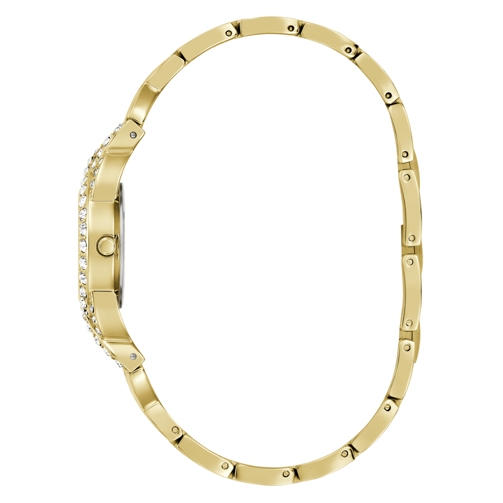 Guess Adorn Polished Gold Tone Case With Crystals Sunray Silver Dial And Polished Gold Tone Bracelet With Adjustable G Links GW0682L2 Watches Guess 