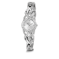 Guess Adorn Polished Silver Tone Case With Crystals Sunray Silver Dial And Polished Silver Tone Bracelet With Adjustable G Links GW0682L1 Watches Guess 