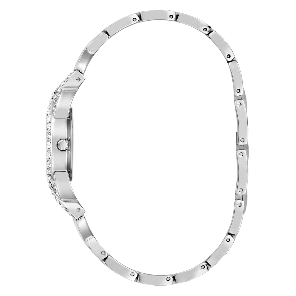 Guess Adorn Polished Silver Tone Case With Crystals Sunray Silver Dial And Polished Silver Tone Bracelet With Adjustable G Links GW0682L1 Watches Guess 