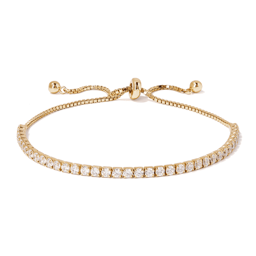 22cm 2.5mm Width Cubic Zirconia Tennis Bolo Bracelet in Gold Plated Sterling Silver Bracelets Bevilles 