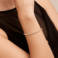 22cm 2.5mm Width Cubic Zirconia Tennis Bolo Bracelet in Gold Plated Sterling Silver Bracelets Bevilles 
