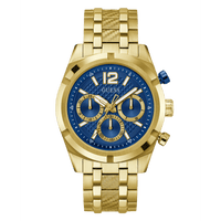 Guess Resistance Brushed Gold Tone Case With Polished Gold Tone Bezel Sunray Blue Multifunction With A Brushed And Polished Gold Tone Bracelet GW0714G2 Watches Guess 