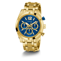 Guess Resistance Brushed Gold Tone Case With Polished Gold Tone Bezel Sunray Blue Multifunction With A Brushed And Polished Gold Tone Bracelet GW0714G2 Watches Guess 