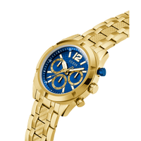 Guess Resistance Brushed Gold Tone Case With Polished Gold Tone Bezel Sunray Blue Multifunction With A Brushed And Polished Gold Tone Bracelet GW0714G2 Watches Guess 