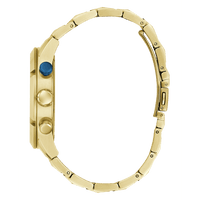 Guess Resistance Brushed Gold Tone Case With Polished Gold Tone Bezel Sunray Blue Multifunction With A Brushed And Polished Gold Tone Bracelet GW0714G2 Watches Guess 