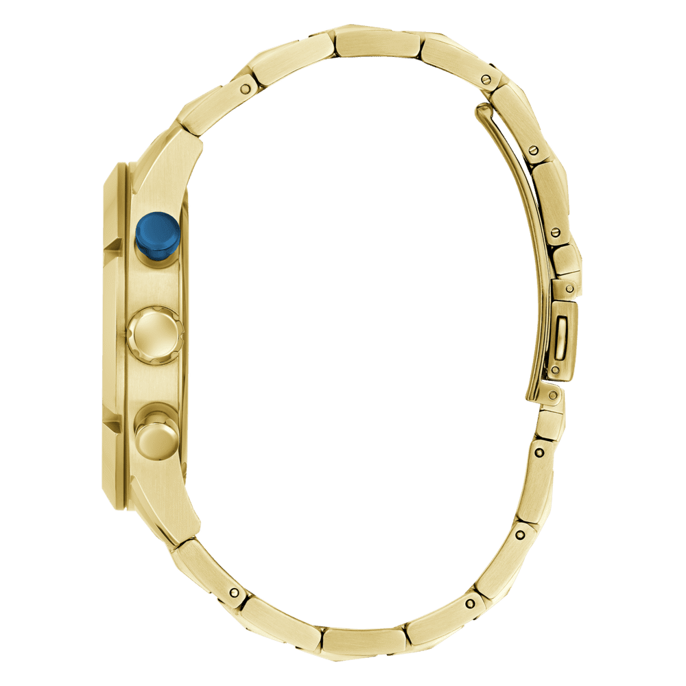 Guess Resistance Brushed Gold Tone Case With Polished Gold Tone Bezel Sunray Blue Multifunction With A Brushed And Polished Gold Tone Bracelet GW0714G2 Watches Guess 
