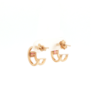 Red Cubic Zirconia Princess Cut Open J-Hoops in 9kt Yellow Gold Earrings Bevilles 