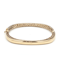 65mm Etched Bangle with Cubic Zirconia Edge in 9kt Yellow Gold Bangles Bevilles 