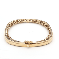 65mm Etched Bangle with Cubic Zirconia Edge in 9kt Yellow Gold Bangles Bevilles 