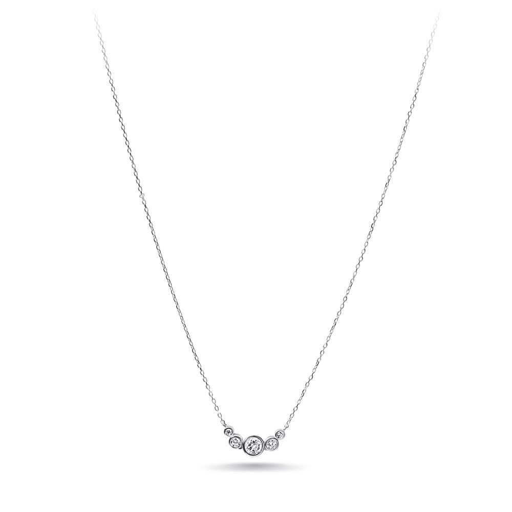 5 Station Graduated Necklace with Cubic Zirconia in Sterling Silver Necklaces Bevilles Jewellers 