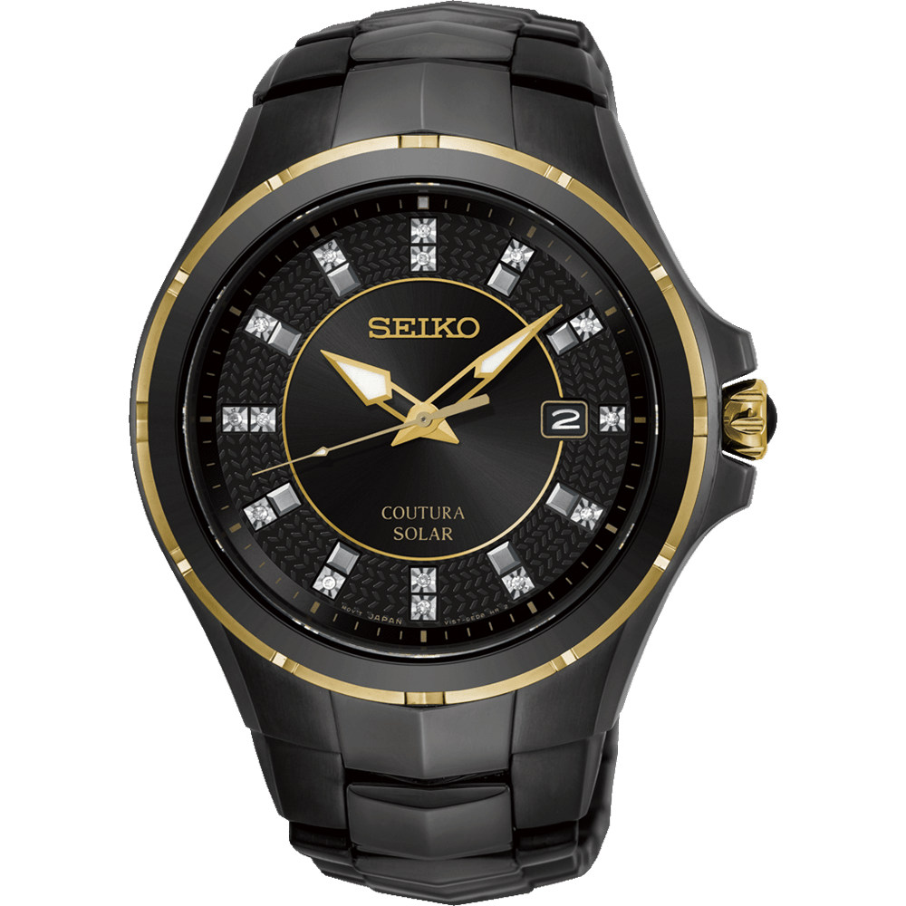 Seiko Coutura Solar Black and Gold Watch SNE506P-9 Watches Seiko 