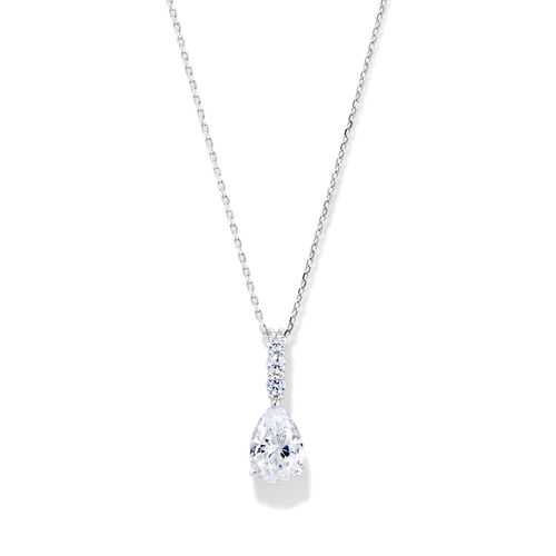 Drop Necklace with Cubic Zirconia in Sterling Silver Pendants Bevilles 