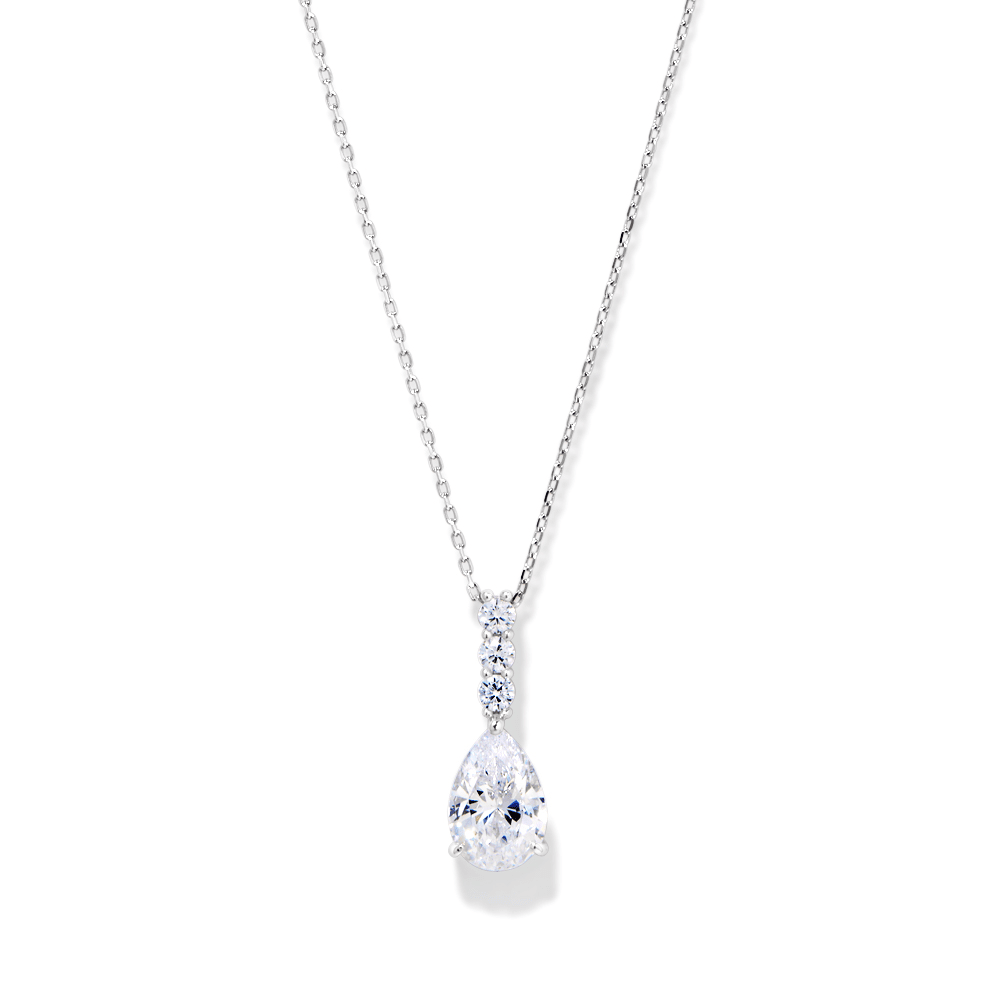 Drop Necklace with Cubic Zirconia in Sterling Silver Pendants Bevilles 