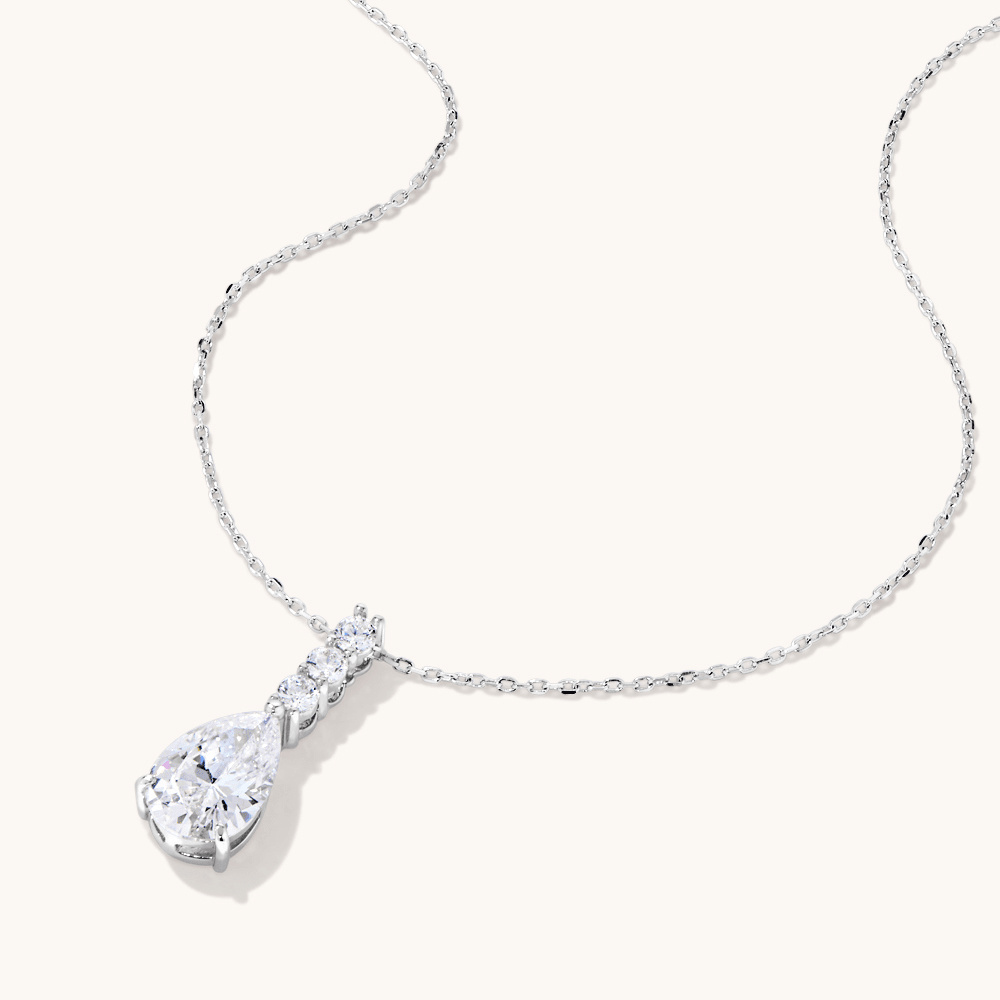 Drop Necklace with Cubic Zirconia in Sterling Silver Pendants Bevilles 