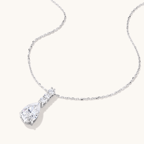 Drop Necklace with Cubic Zirconia in Sterling Silver Pendants Bevilles 