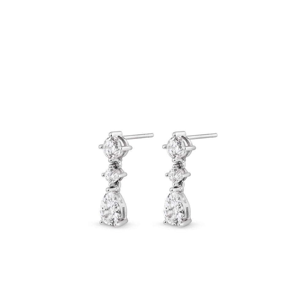 18mm Cubic Zirconia Pear Drop Earring in Sterling Silver Earrings Bevilles 