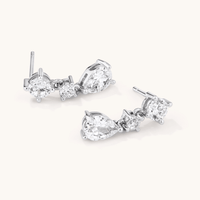 18mm Cubic Zirconia Pear Drop Earring in Sterling Silver Earrings Bevilles 