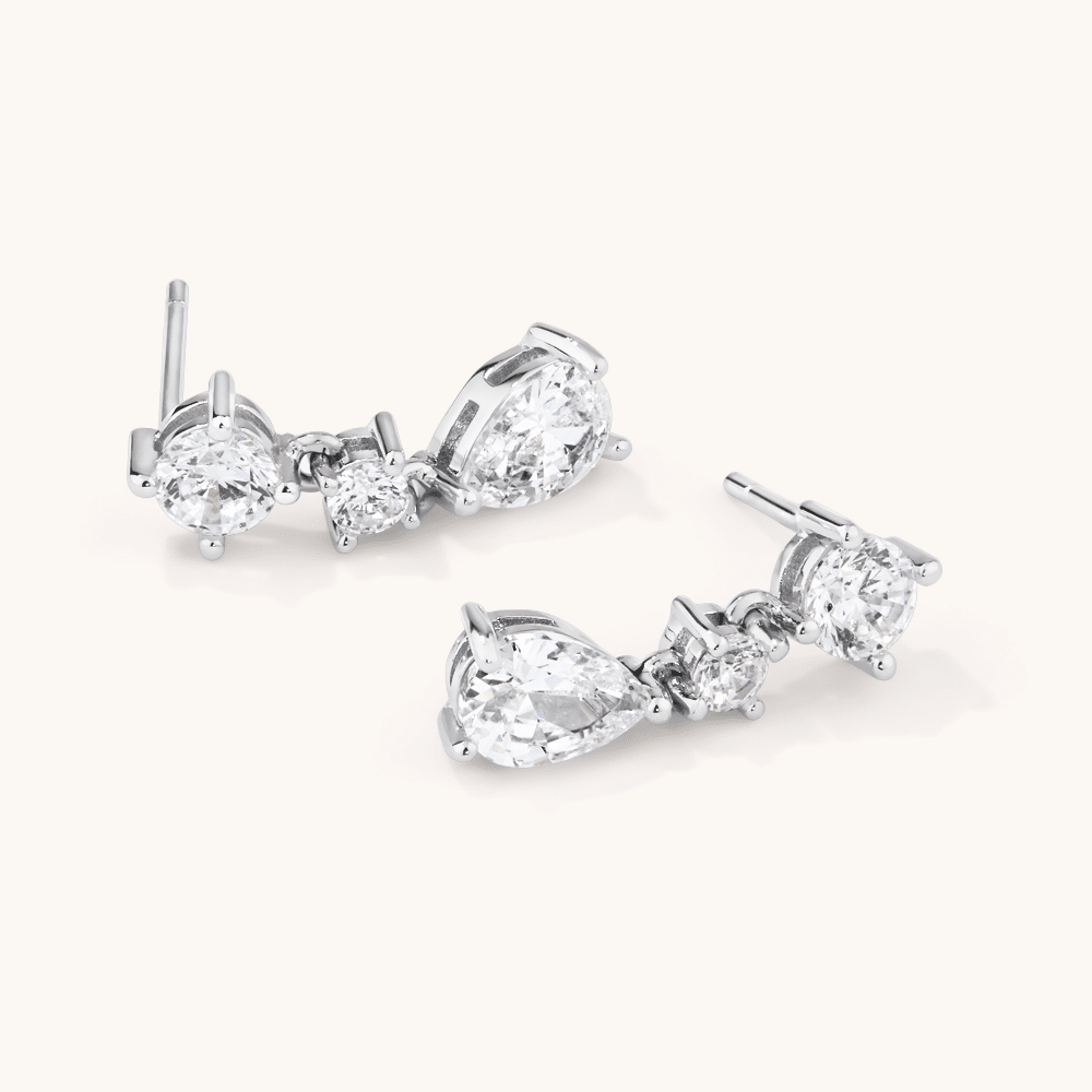 18mm Cubic Zirconia Pear Drop Earring in Sterling Silver Earrings Bevilles 