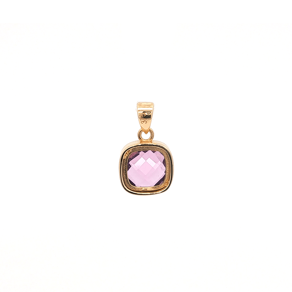 Square Bezel Purple Crystal Pendant in 9kt Gold Pendants Bevilles 