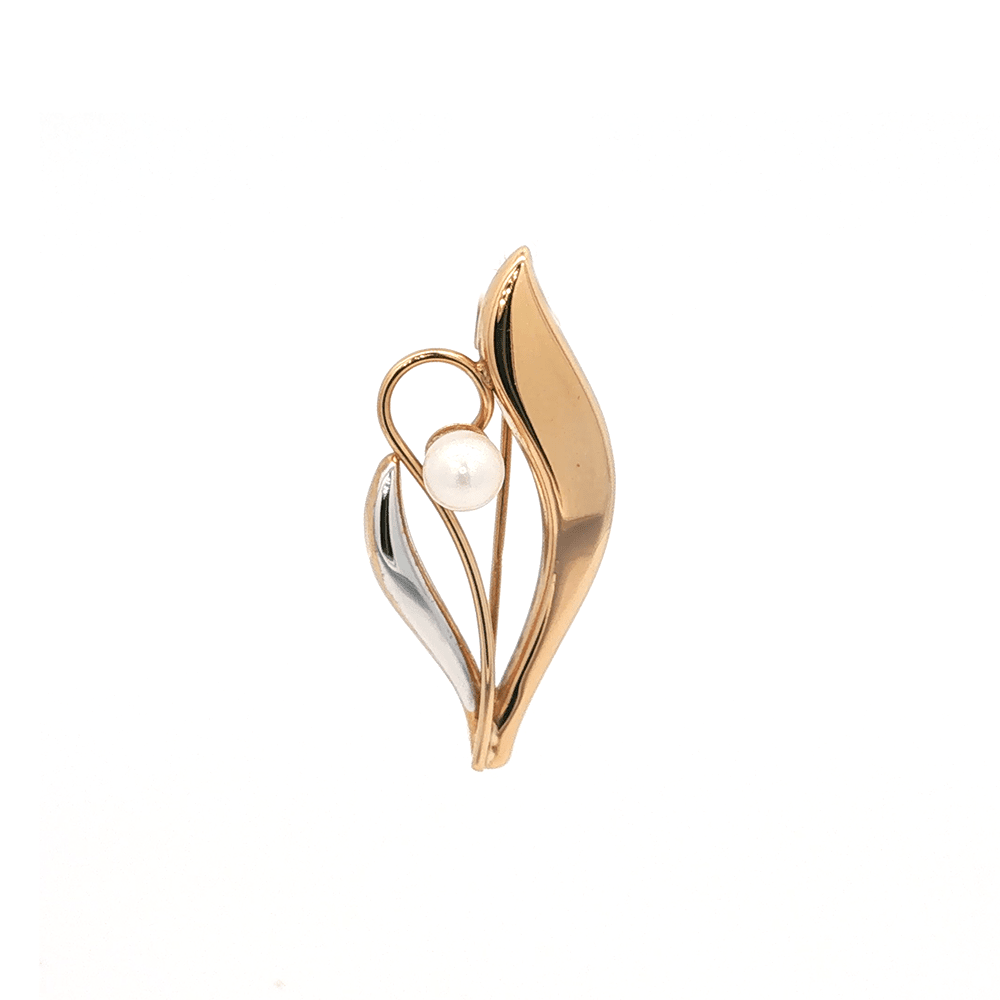 Two-Tone Tulip Broach in 9kt Gold Bevilles 